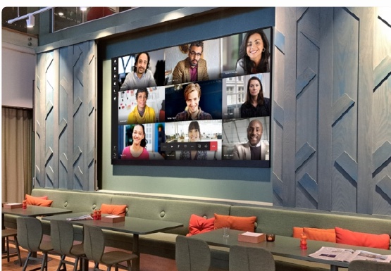 Indoor LED display used for video communication in a hospitality setting